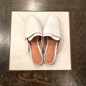 halogen white leather mules
